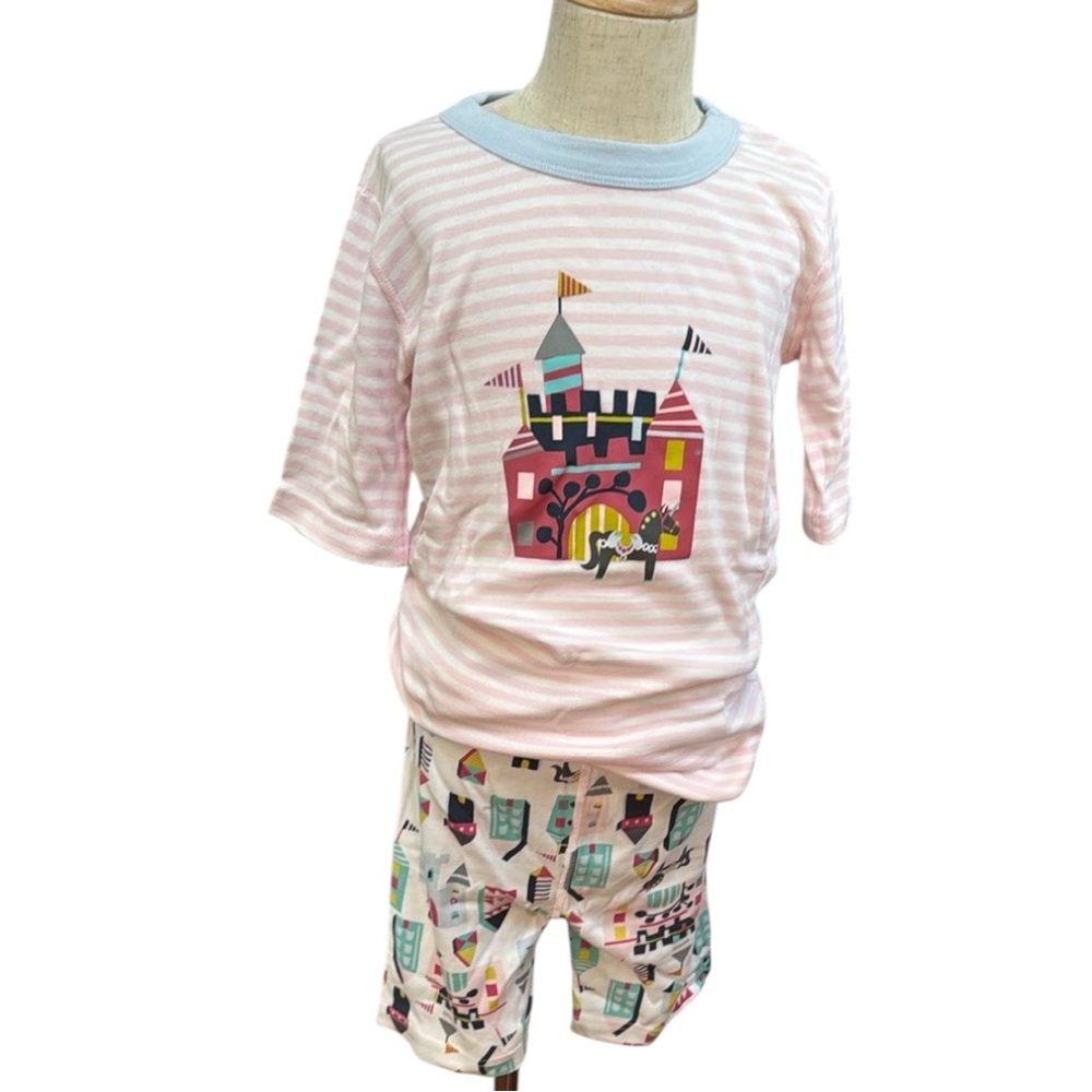 🏰 Hanna Andersson 100% Organic Cotton Pajama Set Size 12 Pink Castle Theme